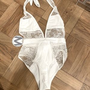 White one piece bathing suit